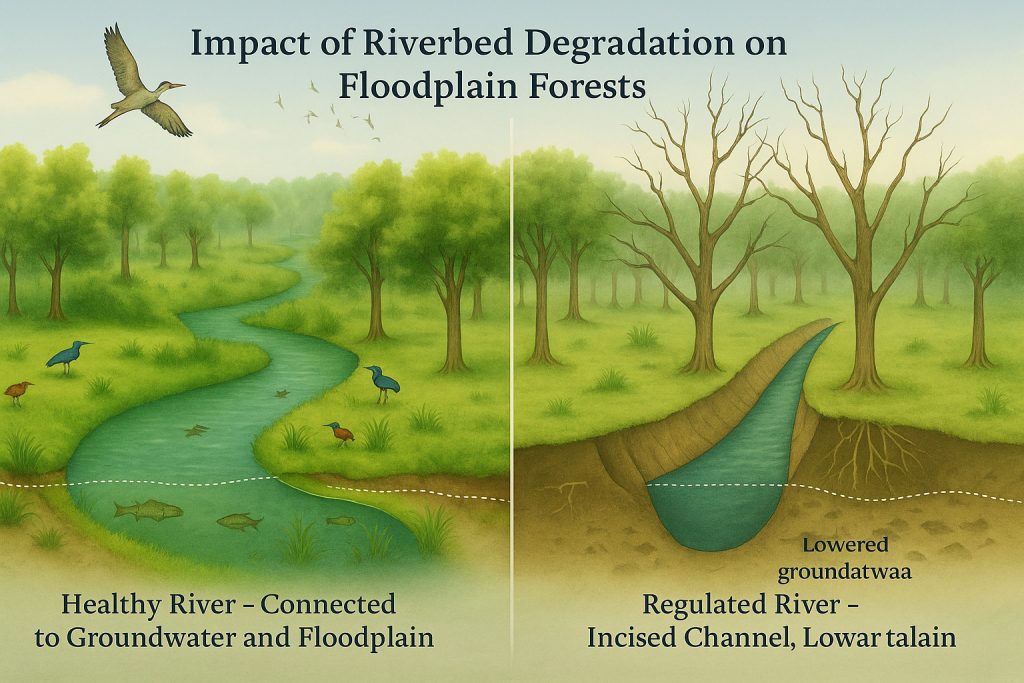 groundwater, river regulation, riverbed incision