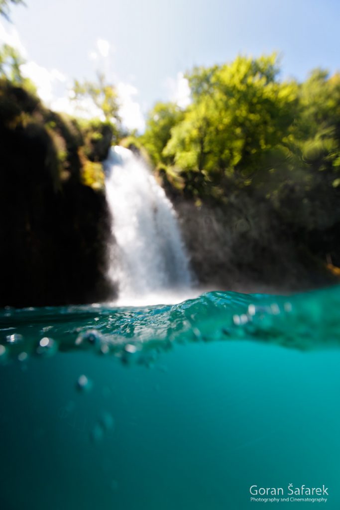 waterfall, underwater, diving, river, croatia, plitvice, national park