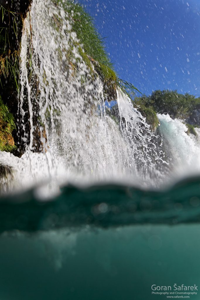 waterfall, underwater, diving, river, croatia, krka, national park