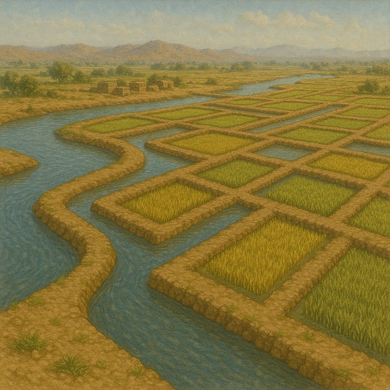 fertile valley, food surplus, ancient civilization, irrigation