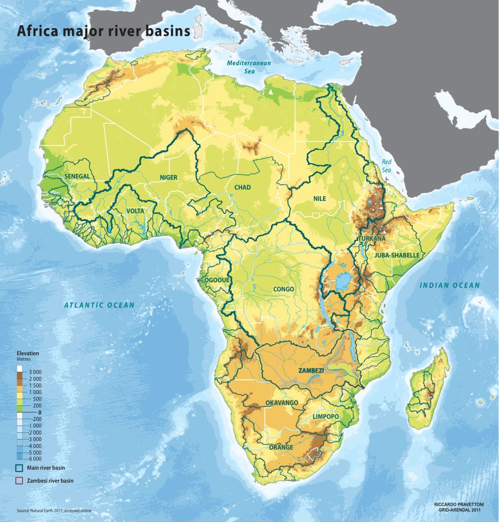 rivers of africa, river basins, drainage basins
